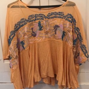 Free People flowy embroidered top